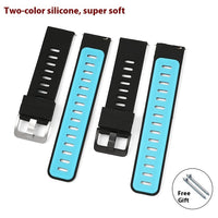 HKM-722515 Two-Color Silicone Watch Band for 20mm and 22mm Straps
