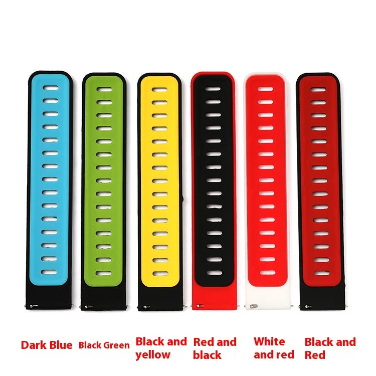 HKM-722515 Two-Color Silicone Watch Band for 20mm and 22mm Straps