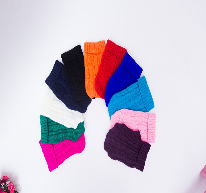 HKM-722579 Cozy Thick Wool Dog Sweater for Small Breeds in Varied Colors