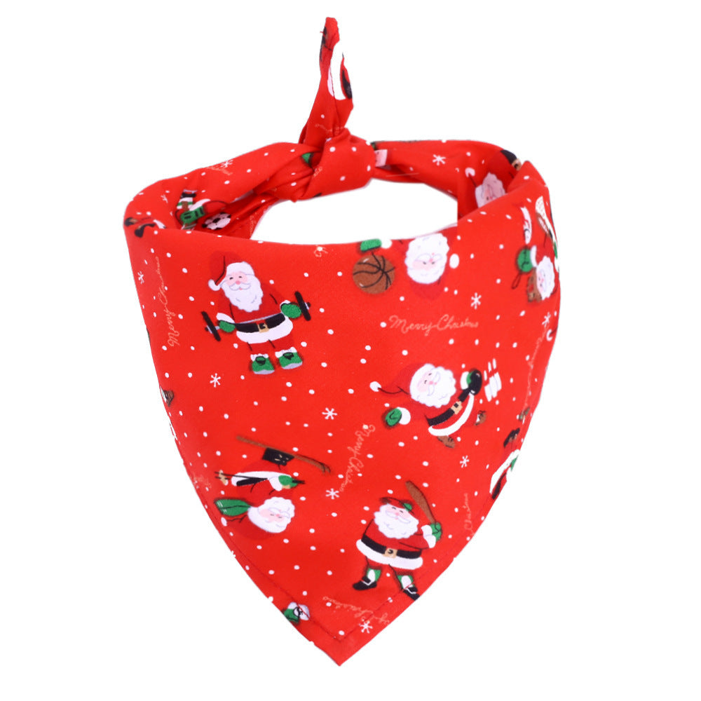 HKM-722707 Cotton Triangle Scarf for Dogs and Cats - Christmas Saliva Towel Bib, 45x45x65cm