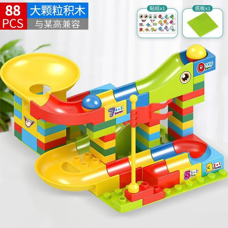 KTX-722835 168pcs Educational Marble Run Building Block Set for Kids, DIY Slide Track Toys
