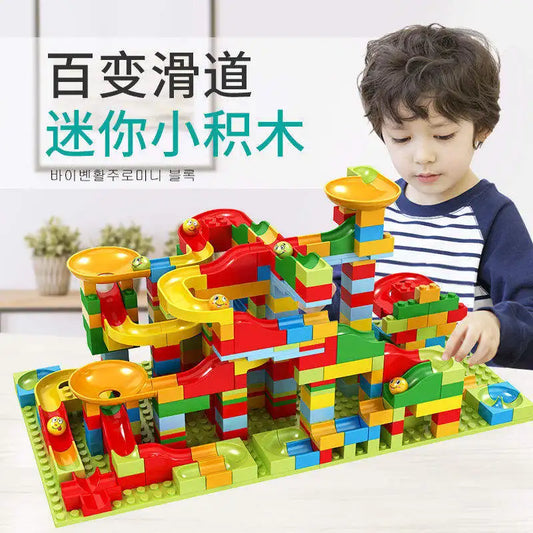KTX-722835 168pcs Educational Marble Run Building Block Set for Kids, DIY Slide Track Toys