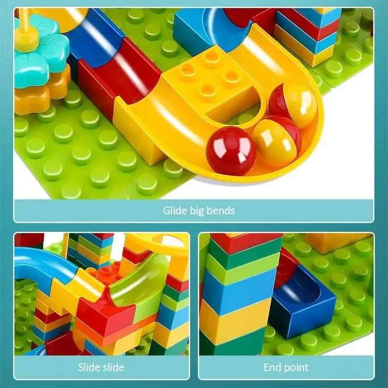 KTX-722835 168pcs Educational Marble Run Building Block Set for Kids, DIY Slide Track Toys