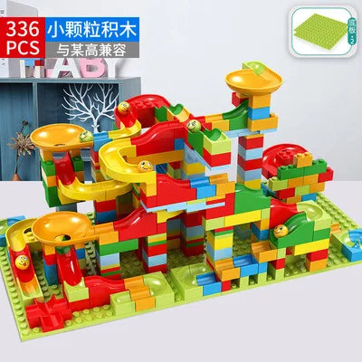 KTX-722835 168pcs Educational Marble Run Building Block Set for Kids, DIY Slide Track Toys