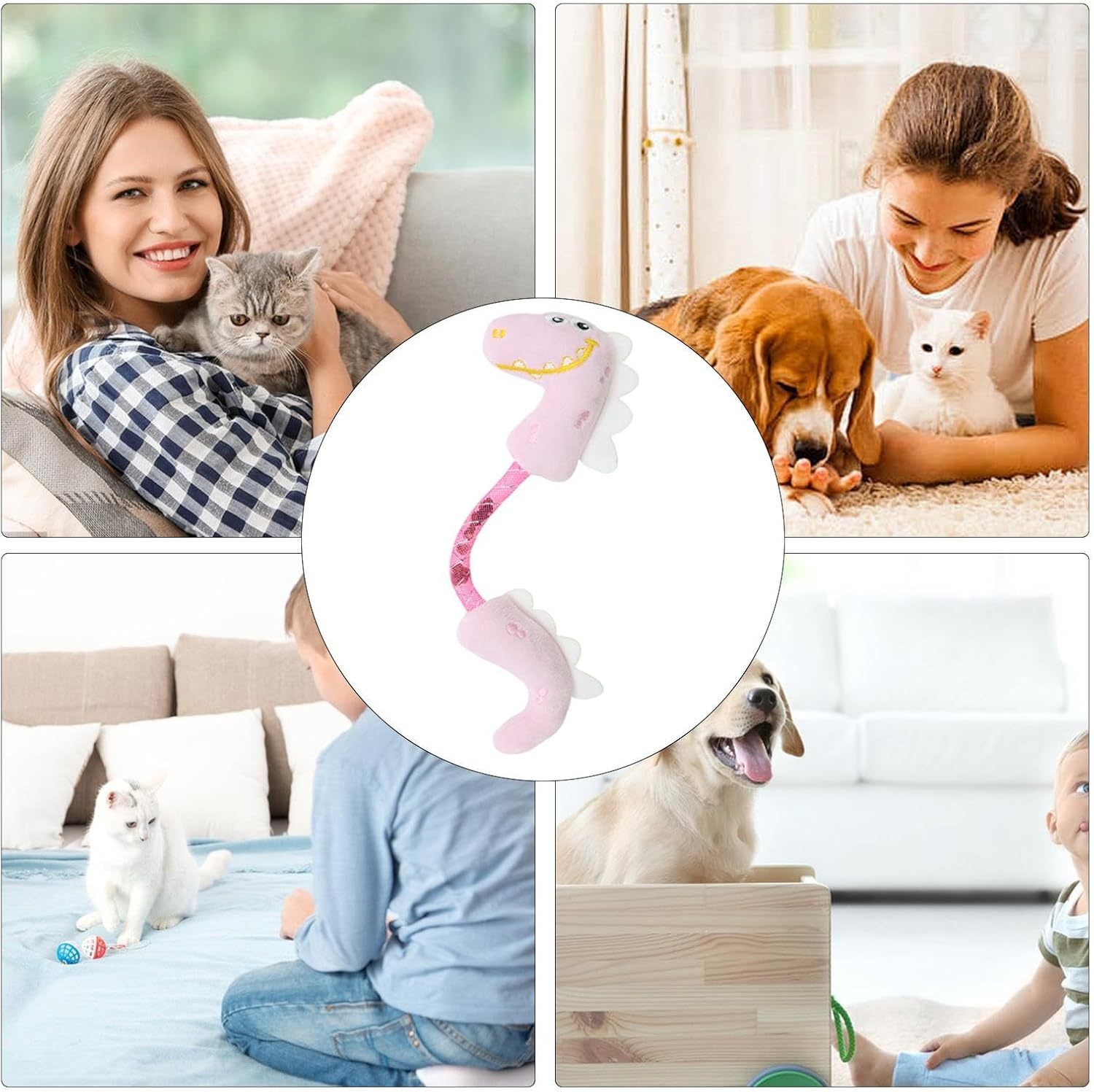 HKM-722835 Interactive Cat Chew Toys Set - Catnip Plush, Bunny, Fish & Mouse Designs for Dental Health and Playtime