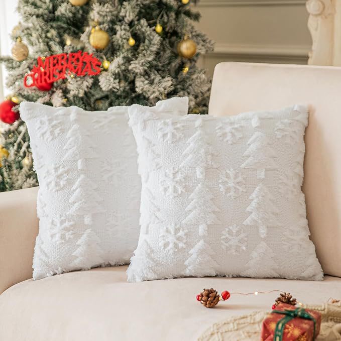 HKM-722899 Plush Snowflake Decorative Throw Pillowcase for Holiday and Festive Home Accents