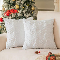 HKM-722899 Plush Snowflake Decorative Throw Pillowcase for Holiday and Festive Home Accents