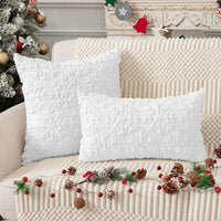 HKM-722899 Plush Snowflake Decorative Throw Pillowcase for Holiday and Festive Home Accents