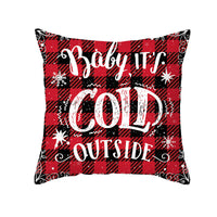 HKM-722963 Red Plaid Christmas Pillow Cover, Peach Skin Fabric, Modern 45x45cm Cushion Cover