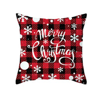 HKM-722963 Red Plaid Christmas Pillow Cover, Peach Skin Fabric, Modern 45x45cm Cushion Cover