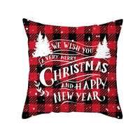 HKM-722963 Red Plaid Christmas Pillow Cover, Peach Skin Fabric, Modern 45x45cm Cushion Cover