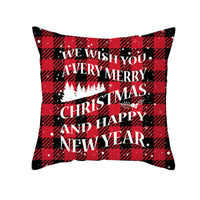 HKM-722963 Red Plaid Christmas Pillow Cover, Peach Skin Fabric, Modern 45x45cm Cushion Cover