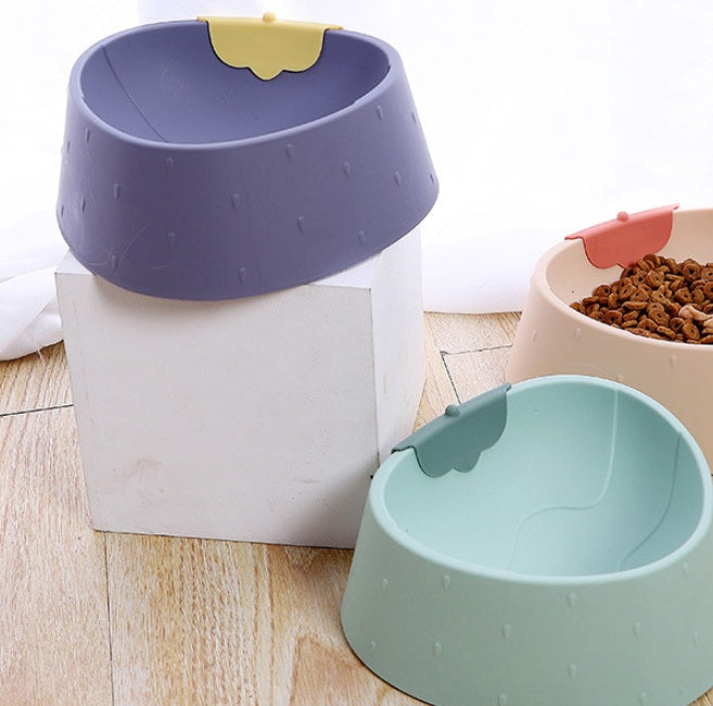 HKM-723027 Strawberry Grain Design Pet Bowl - Durable PP Plastic, Available in Green, Pink, and Gray