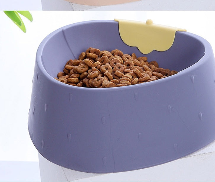 HKM-723027 Strawberry Grain Design Pet Bowl - Durable PP Plastic, Available in Green, Pink, and Gray