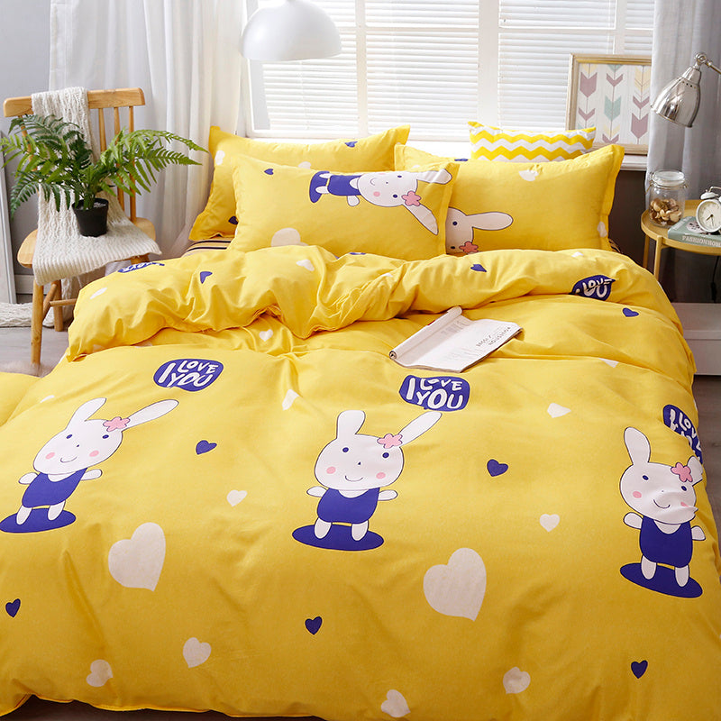 HKM-723155 Brushed Aloe Cotton Four-Piece Duvet Cover Set for 2.0m Beds - Floral Pattern