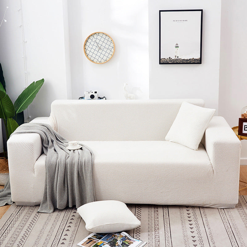HKM-723219 Universal Solid Color Sofa Cover for Three-Seater - Modern Polyester Fabric, Fits Sizes S, M, L, XL