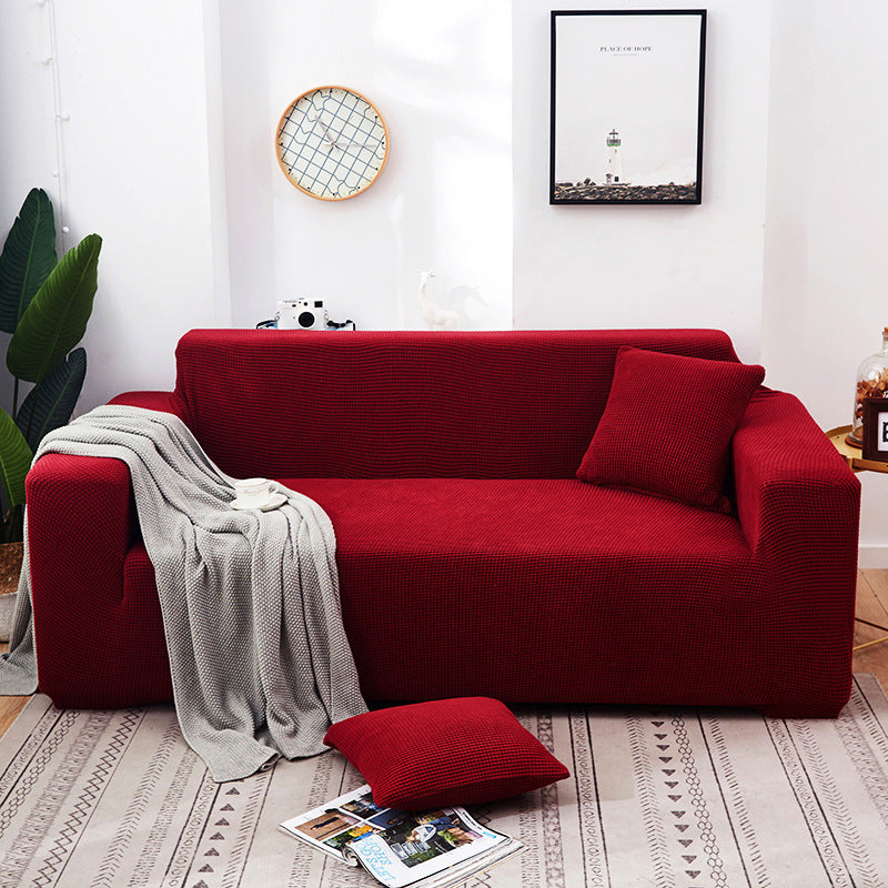 HKM-723219 Universal Solid Color Sofa Cover for Three-Seater - Modern Polyester Fabric, Fits Sizes S, M, L, XL