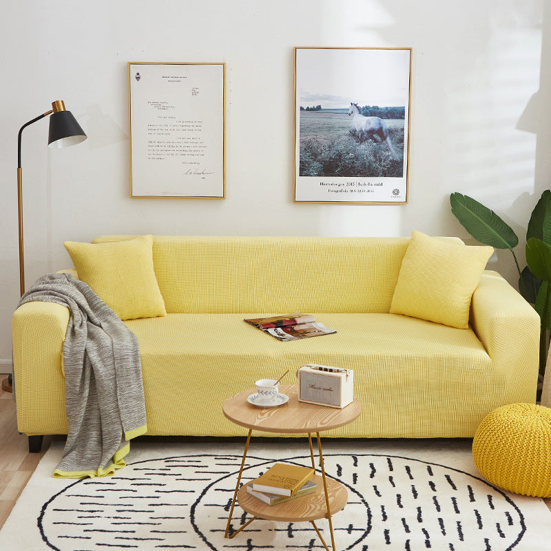 HKM-723219 Universal Solid Color Sofa Cover for Three-Seater - Modern Polyester Fabric, Fits Sizes S, M, L, XL