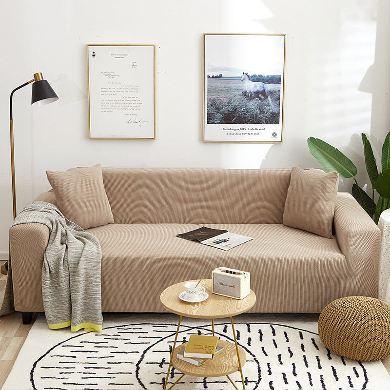 HKM-723219 Universal Solid Color Sofa Cover for Three-Seater - Modern Polyester Fabric, Fits Sizes S, M, L, XL