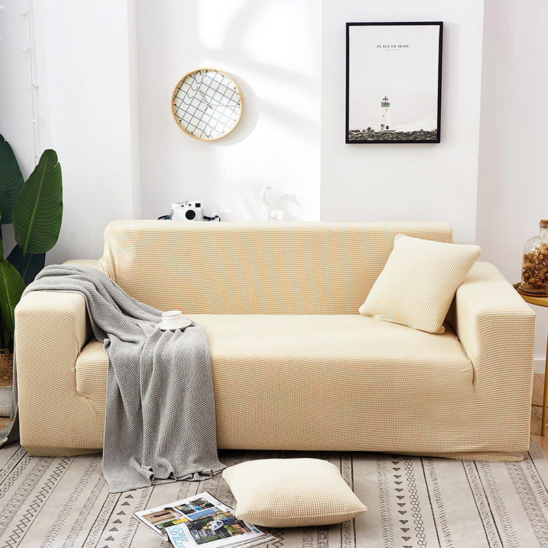 HKM-723219 Universal Solid Color Sofa Cover for Three-Seater - Modern Polyester Fabric, Fits Sizes S, M, L, XL