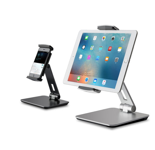HKM-723539 Adjustable Folding Phone and Tablet Stand with 360° Rotation, Anti-Slip Silicone Protection, Portable Aluminum Design