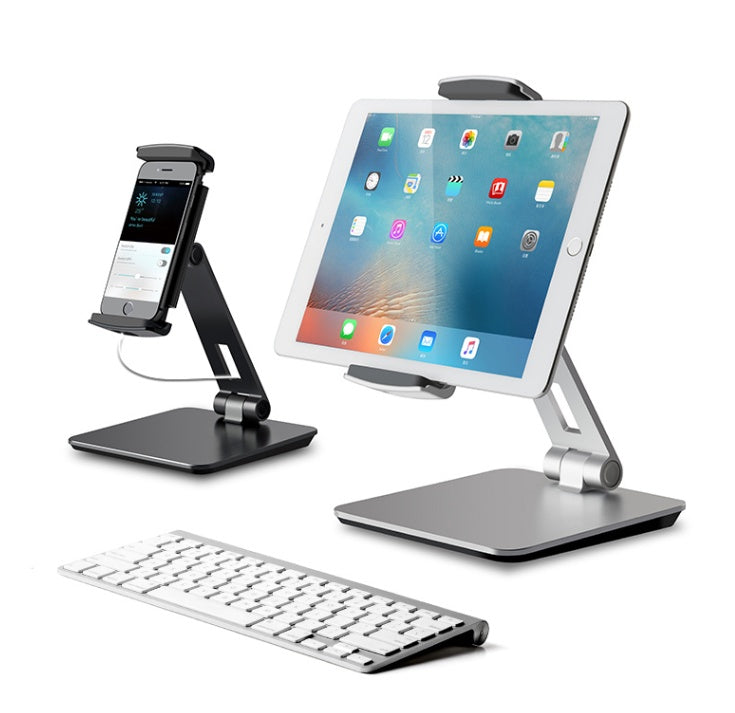 HKM-723539 Adjustable Folding Phone and Tablet Stand with 360° Rotation, Anti-Slip Silicone Protection, Portable Aluminum Design
