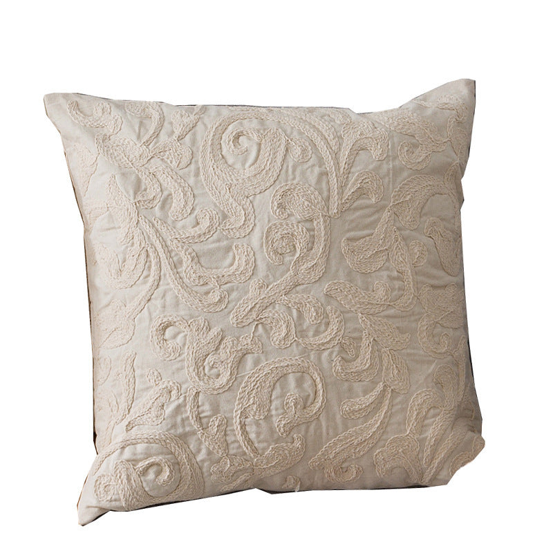 HKM-723539 Cotton and Linen Hotel Villa Pillow with Embroidered Front - 50x50cm