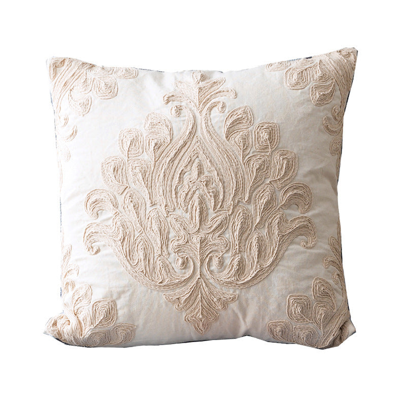 HKM-723539 Cotton and Linen Hotel Villa Pillow with Embroidered Front - 50x50cm