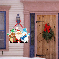 HKM-723603 Christmas-Themed Hanging Door Decorations - Includes Snowman, Santa Claus, Christmas Tree, and Elk Ornaments