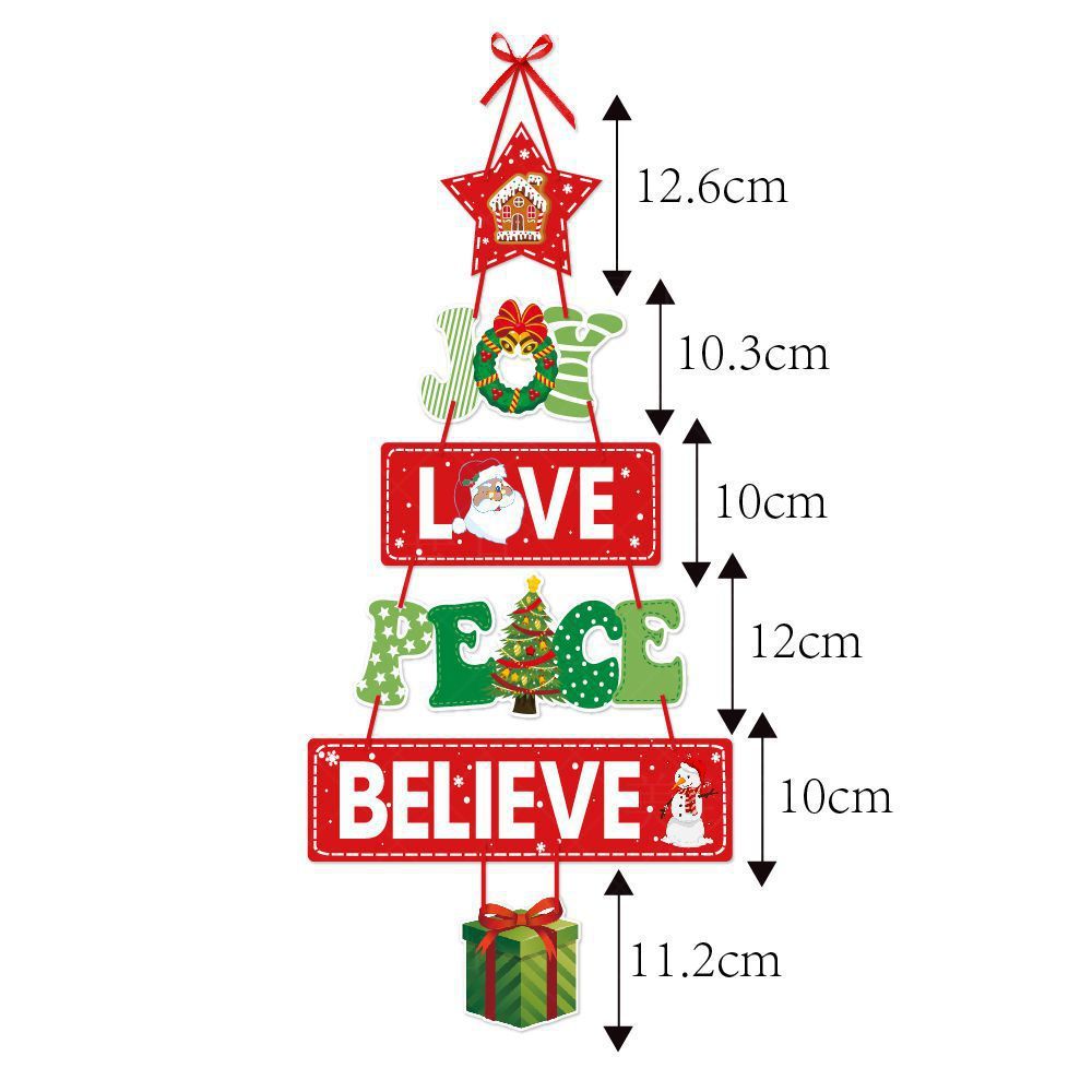 HKM-723603 Christmas-Themed Hanging Door Decorations - Includes Snowman, Santa Claus, Christmas Tree, and Elk Ornaments