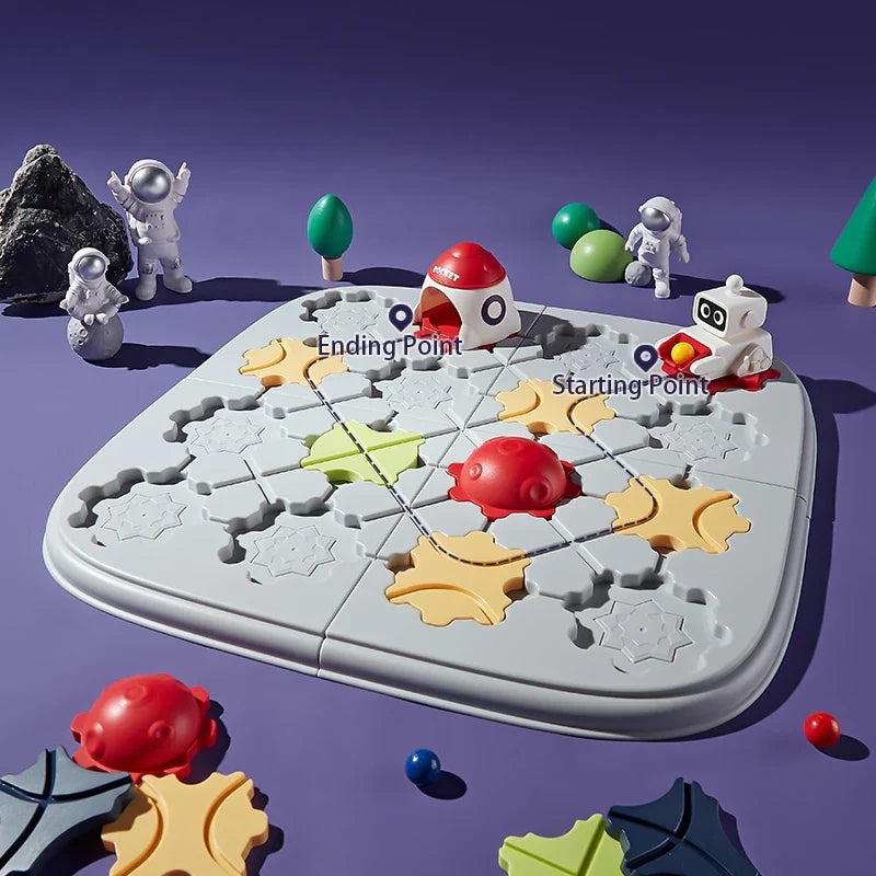 HKM-723731 Space Theme Brain Teaser Puzzle Toy - Road Builder Maze Game for Kids 5 Years and Up