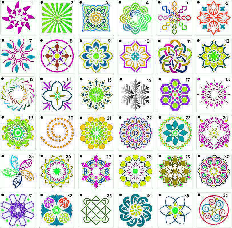 HKM-723923 36 Milky White Hollow Mandala Painting Template for DIY Wall Art