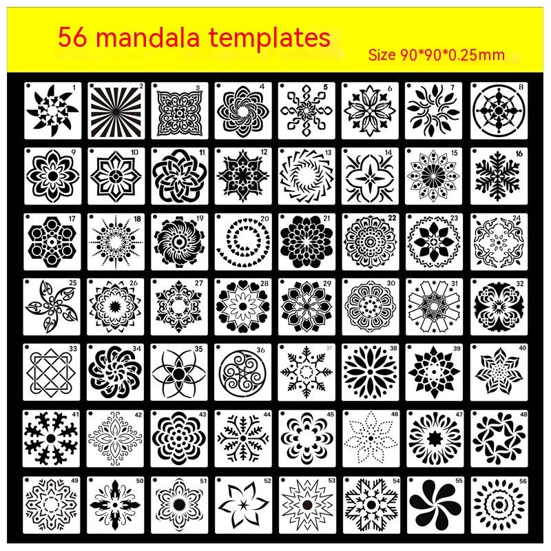 HKM-723923 36 Milky White Hollow Mandala Painting Template for DIY Wall Art