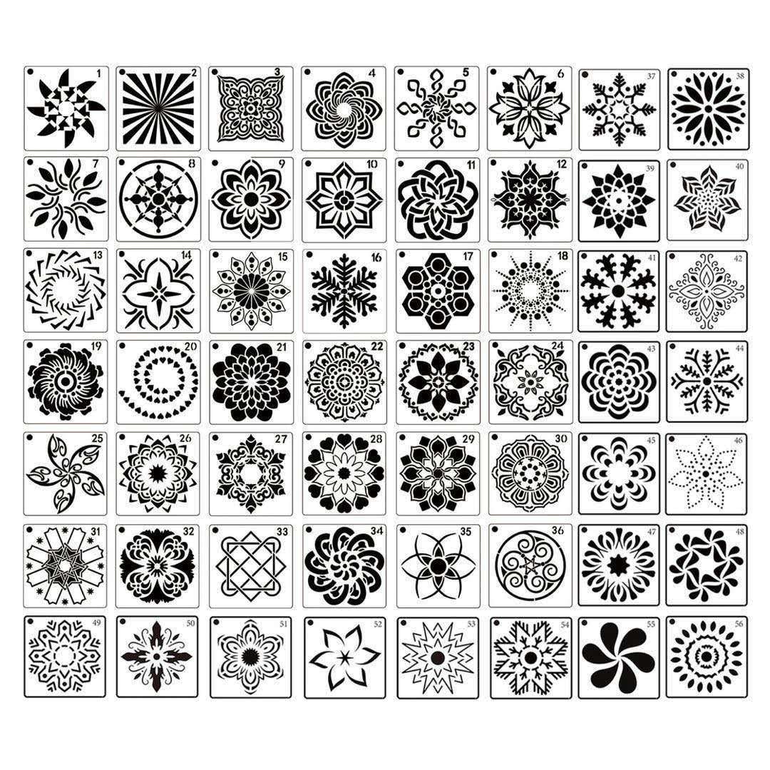 HKM-723923 36 Milky White Hollow Mandala Painting Template for DIY Wall Art