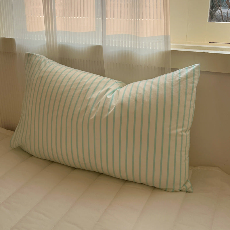 HKM-723987 Solid Color Cotton Pillowcase Set - Modern Striped Plaid Design, 48 x 74cm
