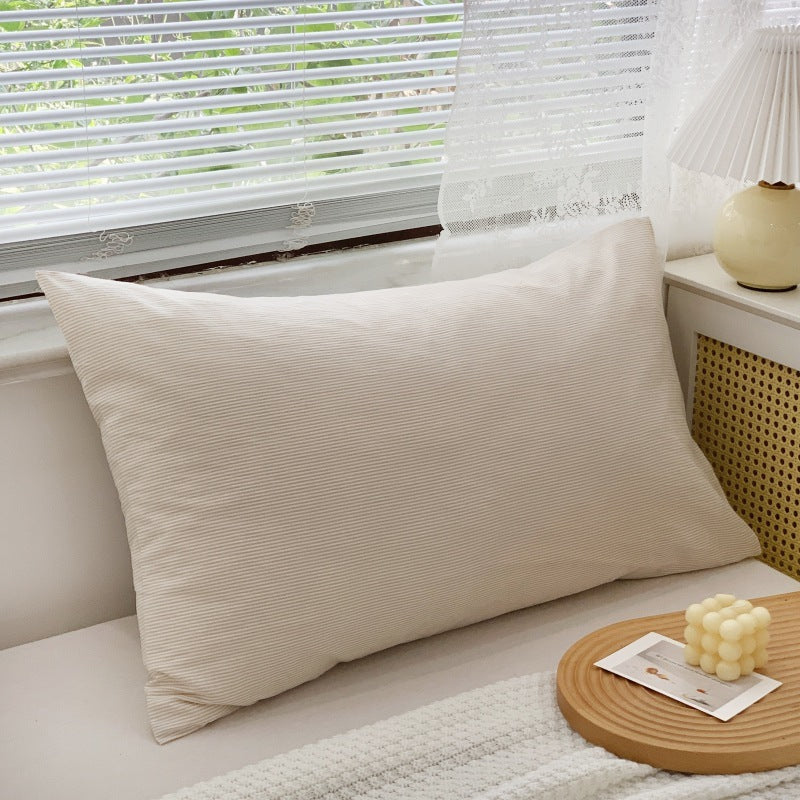 HKM-723987 Solid Color Cotton Pillowcase Set - Modern Striped Plaid Design, 48 x 74cm