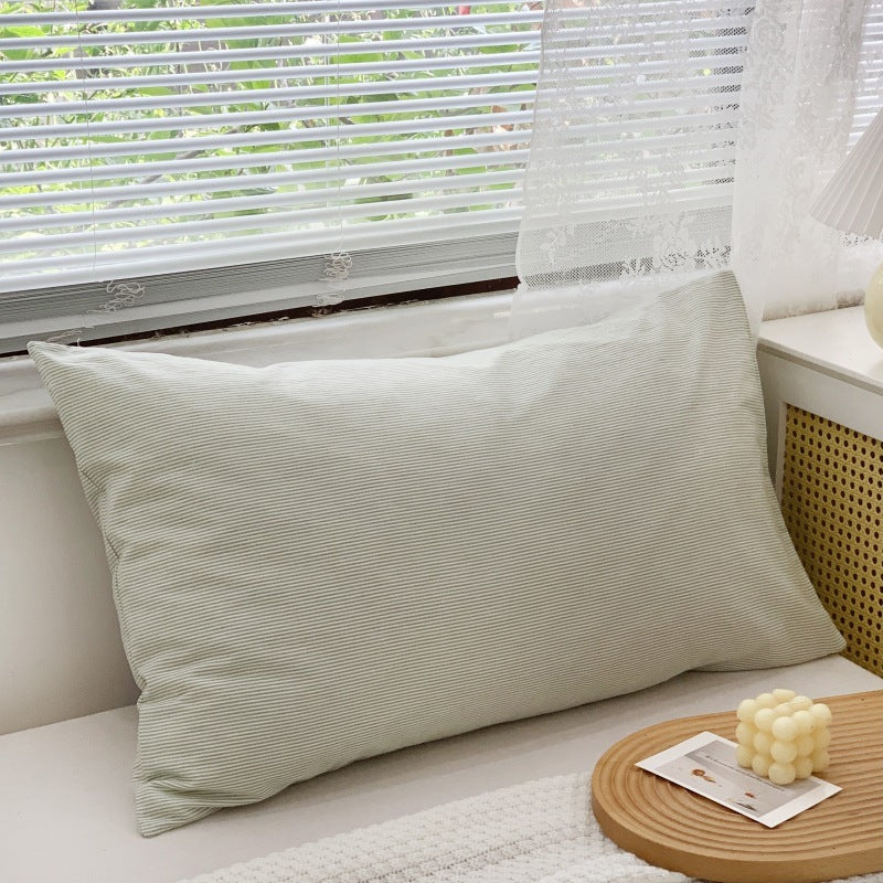 HKM-723987 Solid Color Cotton Pillowcase Set - Modern Striped Plaid Design, 48 x 74cm