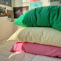 HKM-723987 Solid Color Cotton Pillowcase Set - Modern Striped Plaid Design, 48 x 74cm