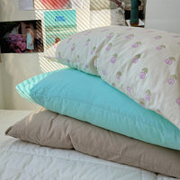 HKM-723987 Solid Color Cotton Pillowcase Set - Modern Striped Plaid Design, 48 x 74cm