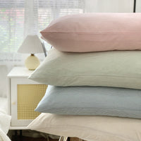HKM-723987 Solid Color Cotton Pillowcase Set - Modern Striped Plaid Design, 48 x 74cm