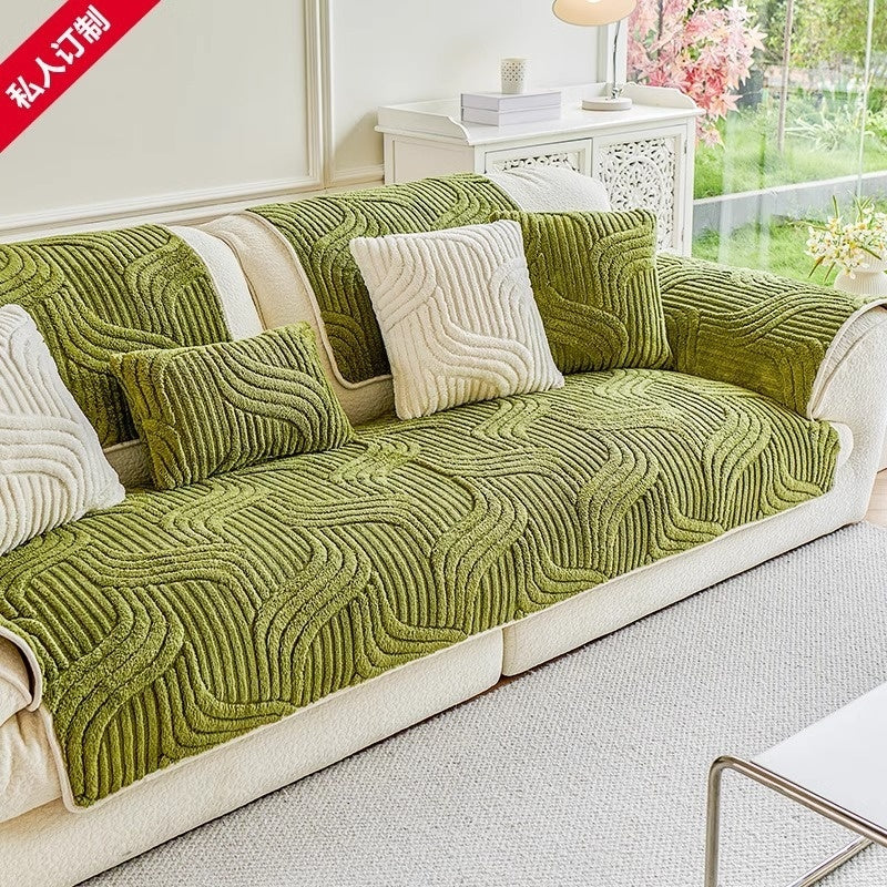 HKM-724051 Thick Non-Slip Plush Sofa Cushion in Striped and Solid Colors - Custom Sizes Available