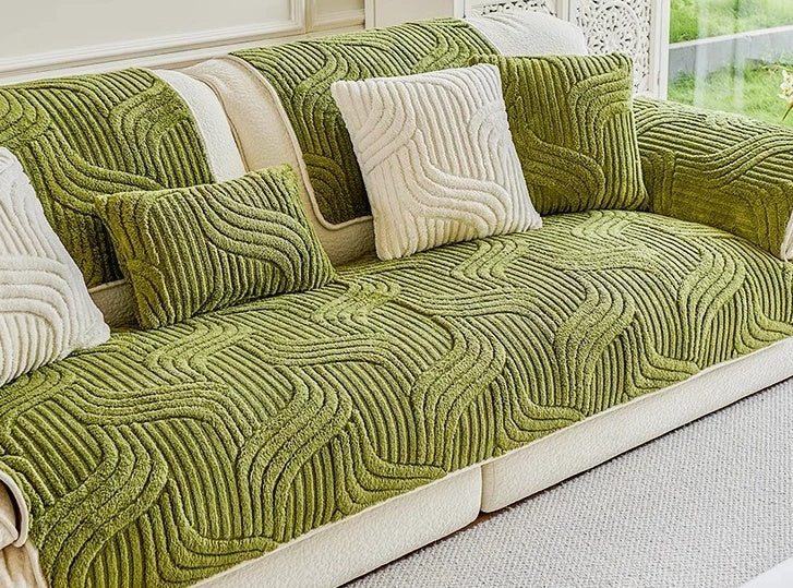 HKM-724051 Thick Non-Slip Plush Sofa Cushion in Striped and Solid Colors - Custom Sizes Available