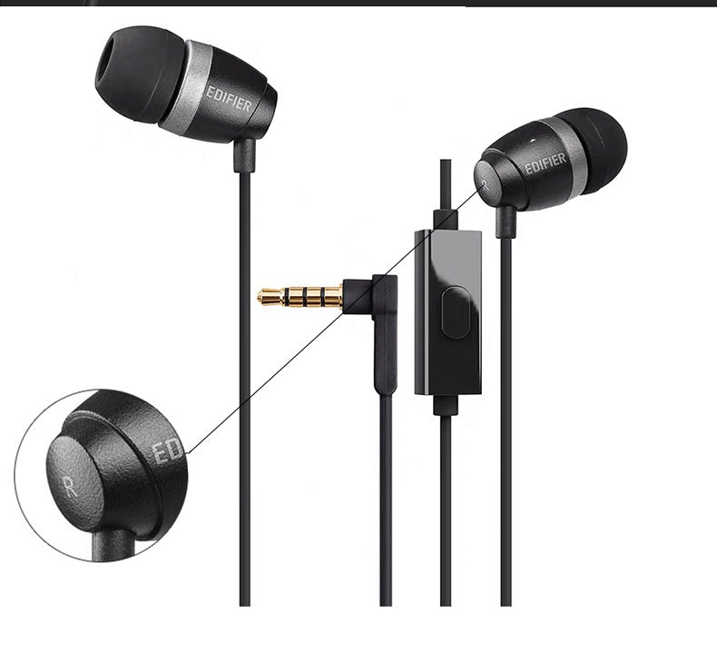 HKM-724051 Wired In-Ear Headset with Microphone, 3.5mm Plug, 1.3M Cable, Compatible with Mobile Devices