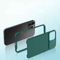 HKM-724243 Black Mirror Sliding Protective Case for iPhone 13 Pro Max – TPU+PC Material, Business Style, Solid Colors