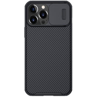 HKM-724243 Black Mirror Sliding Protective Case for iPhone 13 Pro Max – TPU+PC Material, Business Style, Solid Colors