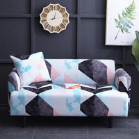 HKM-724371 Floral Modern Polyester Slipcover for Double Seat Sofa with Geometric Pattern