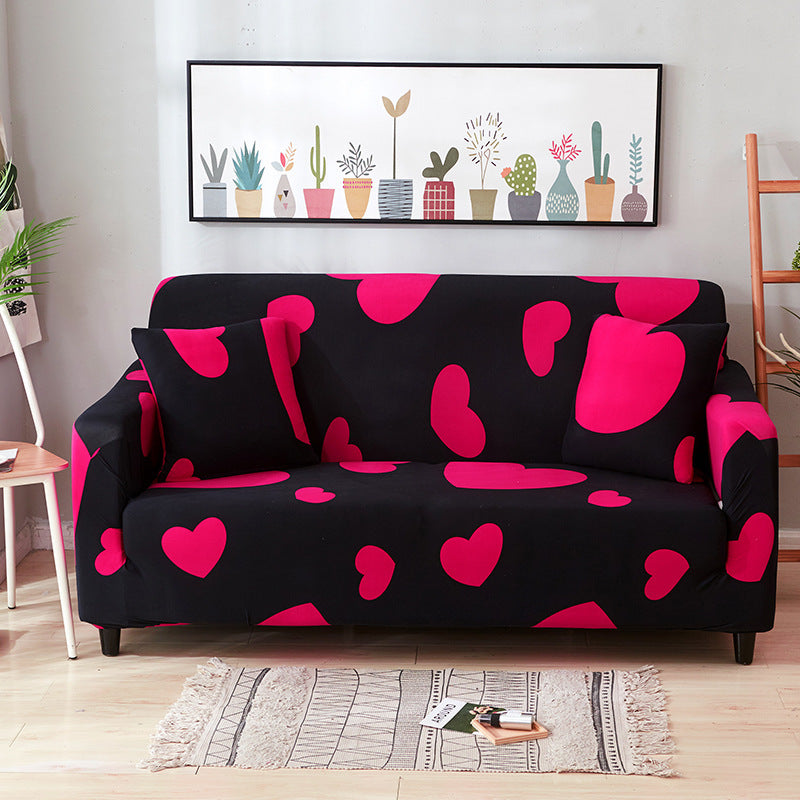 HKM-724371 Floral Modern Polyester Slipcover for Double Seat Sofa with Geometric Pattern