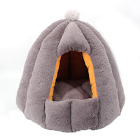 HKM-724435 Warm Enclosed Cat Litter Bed in White, Pink, or Grey - Cozy Cloth Design for Deep Sleep