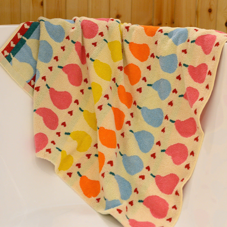 HKM-724563 Soft Absorbent Cotton Bath Towel in Milky White, Vintage Green, and Ginger Pear Variants - Available Individually or in Sets