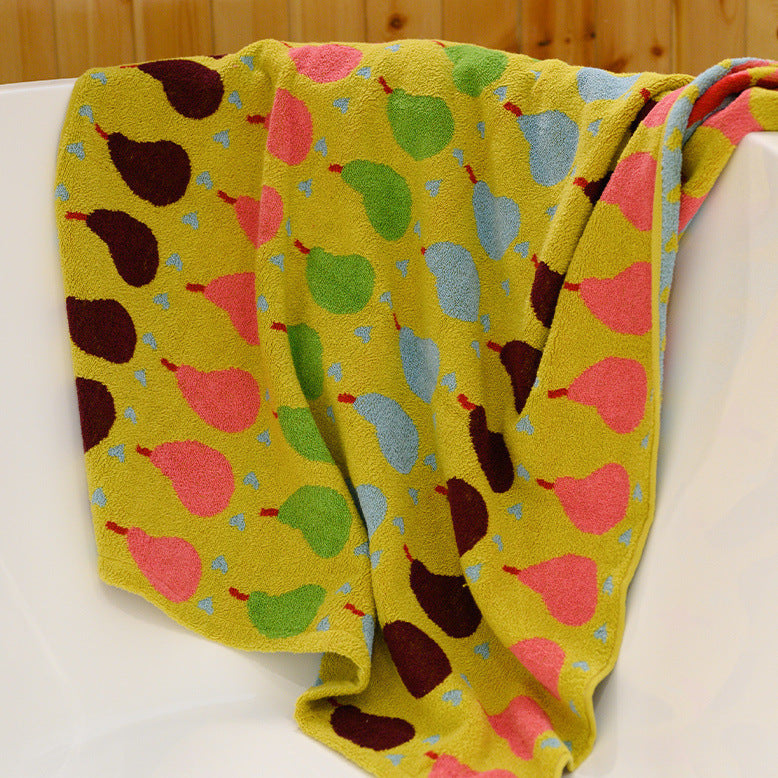 HKM-724563 Soft Absorbent Cotton Bath Towel in Milky White, Vintage Green, and Ginger Pear Variants - Available Individually or in Sets
